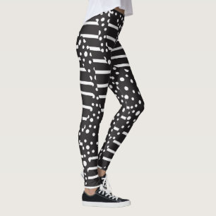 Felder und Streifen 2 in Weiß auf Schwarz Leggings