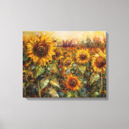 Felder von Sonnenblumen - kühl und Abstrakt De Leinwanddruck
