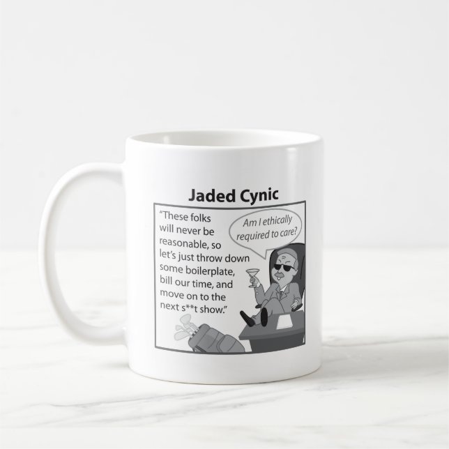 Felderleitfaden für Anwälte: Jaded Cynic Tasse (Links)