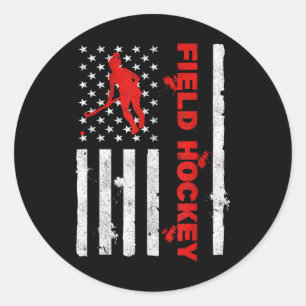 Feldhockey Amerikanische Flagge Verteidiger Torwar Runder Aufkleber