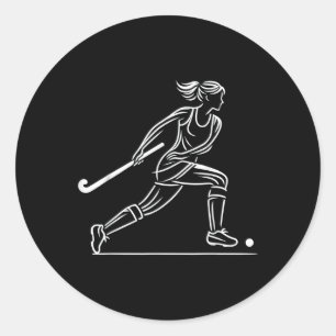 Feldhockey Frauen Line Art Feldhockey-Mannschaft _ Runder Aufkleber