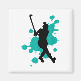 Feldhockey-Hockeyspieler Farb-Splash-Design Magnet