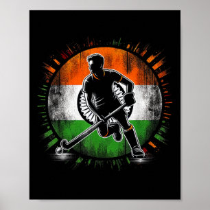 Feldhockey Indien Männer Indische Flagge Feldhocke Poster