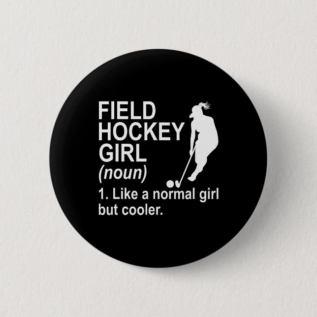 Feldhockey-Mädchen-Definition Button (Vorderseite)