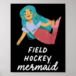 Feldhockey Meerjungfrau Mädchen Lustiger Sport Geb Poster