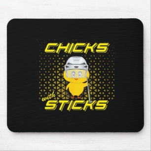 Feldhockey Süße Küken Mit Stöcken Für Teenager Spi Mousepad