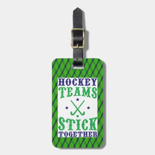Feldhockey-Teams kleben zusammen Bag Gepäckanhänger (Vorderseite vertikal)