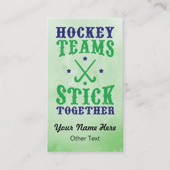 Feldhockey-Teams sammeln Visitenkarten zusammen. Visitenkarte (Vorderseite)