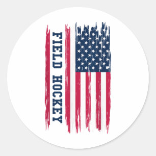 Feldhockey USA Amerikanische Flagge Hockeyspieler Runder Aufkleber