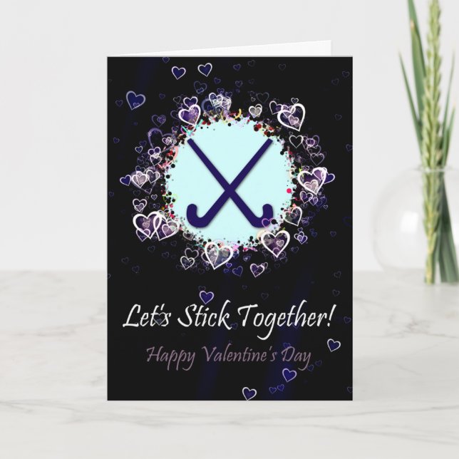 Feldhockey-Valentinstag-Karte, individuell anpassb Feiertagskarte (Vorderseite)