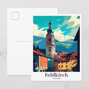 Feldkirch Austria Vintage Travel Illustration Postkarte