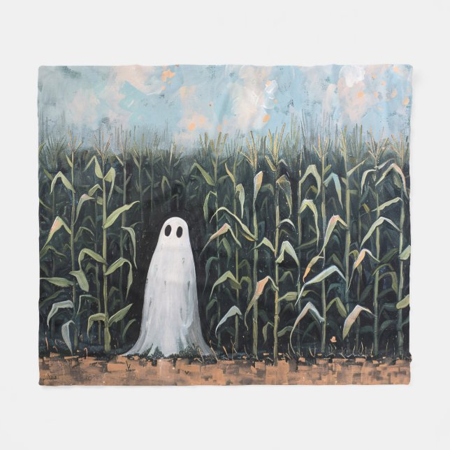 Feldmalerei mit Whimsical Ghost-Mais Fleecedecke (Vorderseite (Horizontal))