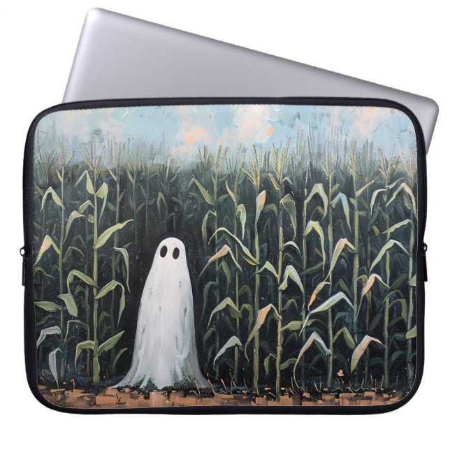 Feldmalerei mit Whimsical Ghost-Mais Laptopschutzhülle (Vorderseite)