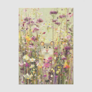 Feldmaus auf Wiesenblumenwiese EE6R Decoupage Seidenpapier