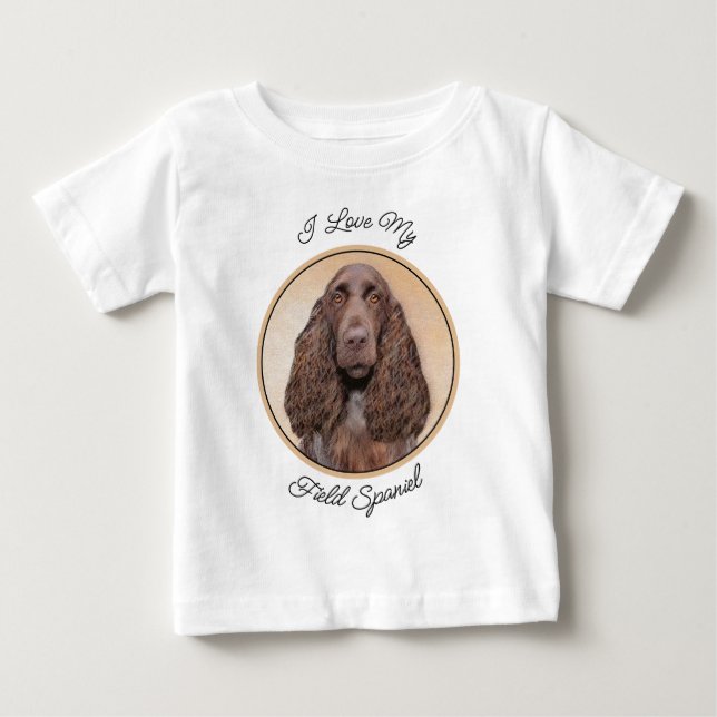 Feldspanelmalerei - Niedliche Original-Hundekunst Baby T-shirt (Vorderseite)