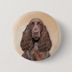 Feldspanelmalerei - Niedliche Original-Hundekunst Button