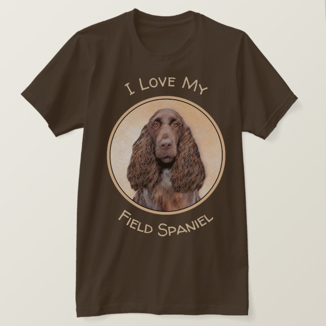 Feldspanelmalerei - Niedliche Original-Hundekunst T-Shirt (Design vorne)