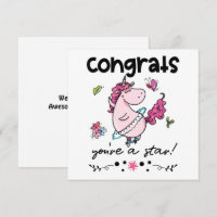 Félicats Star Cartoon Dancing Unicorn Carte d'Humo