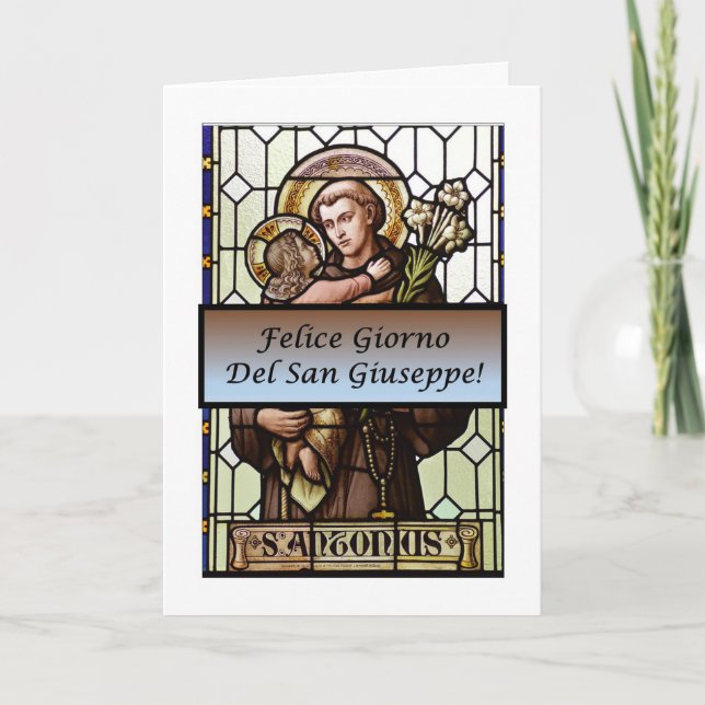 Felice Giorno del San Giuseppe (Vetrate) Karte (Vorderseite)