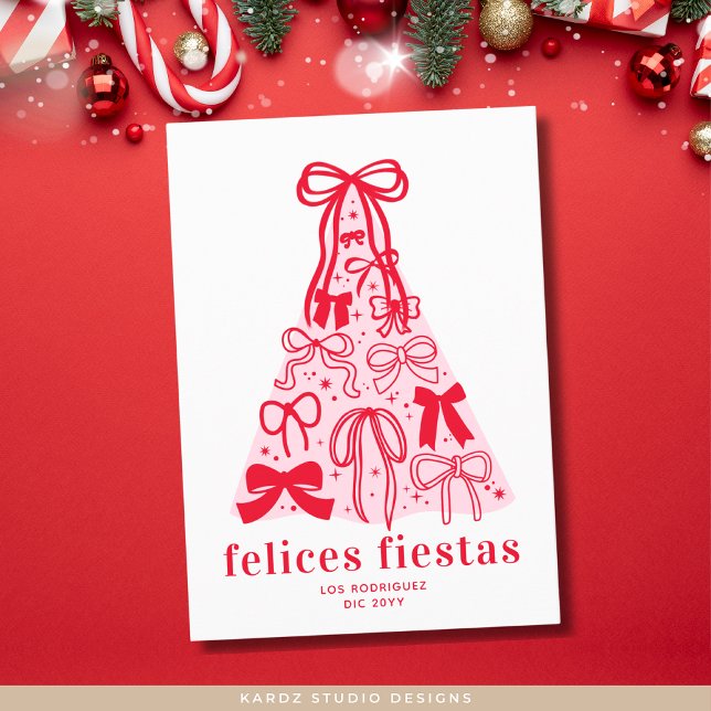 Felices Fiestas Modern Holiday Card Feiertagskarte (Front of card shown in 5 x 7 inches. Choose corner and paper style, or digital download)