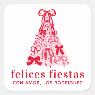 Felices Fiestas Modernes Rosa Rosa Weihnachten Quadratischer Aufkleber