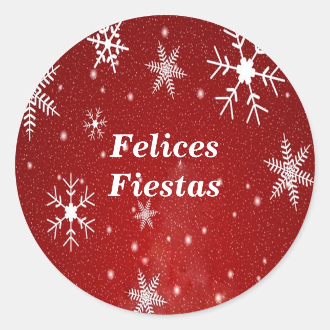 Felices Fiestas Snowflakes avec Stickers Rouge (Devant)