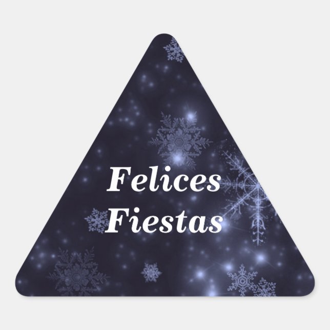 Felices Fiestas Snowflakes Midnight Blue Stickers (Vorderseite)