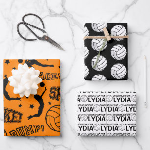 Félicitations au volleyball Envelopper des feuille