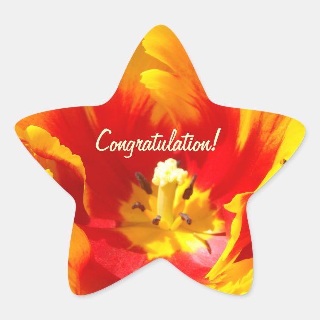 Félicitations ! autocollants Fleurs de tulipe roug (Devant)