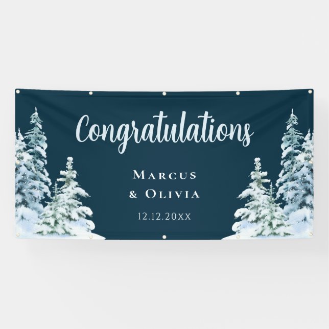 Félicitations Bannière de mariage hivernal (Horizontal)