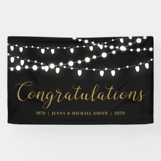 Félicitations Bannière du Mariage Anniversaire (Horizontal)