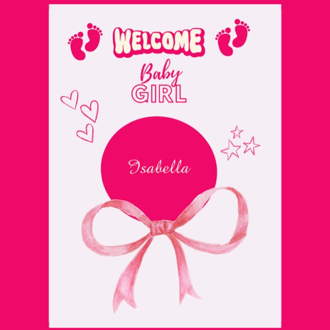 félicitations carte de typographie d'accueil pour  (customizable congratulation baby girl welcome typography card by Hobinishop)