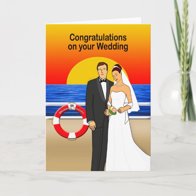 Félicitations Carte de voeux Mariage bateau de cro (Devant)