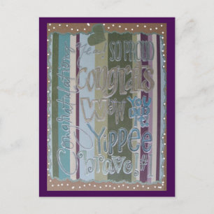 Félicitations Carte postale Purple   Blue Beach So