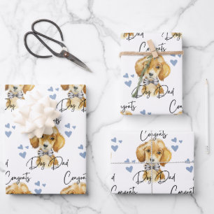 Félicitations Chien Papa Envelopper des feuilles d