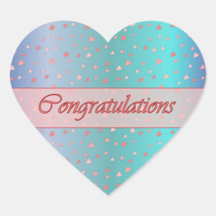 Félicitations Coeurs minuscules Sticker bleu rose