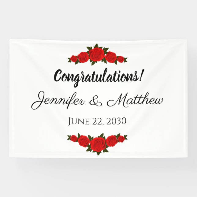 Félicitations de mariage personnalisé Bannière Ros (Horizontal)