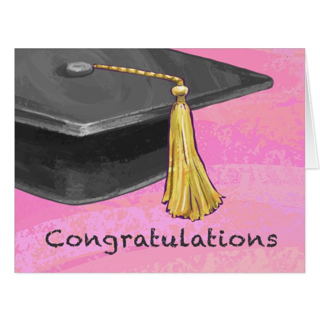 Félicitations Diplômé Noir et Rose (Devant horizontal)