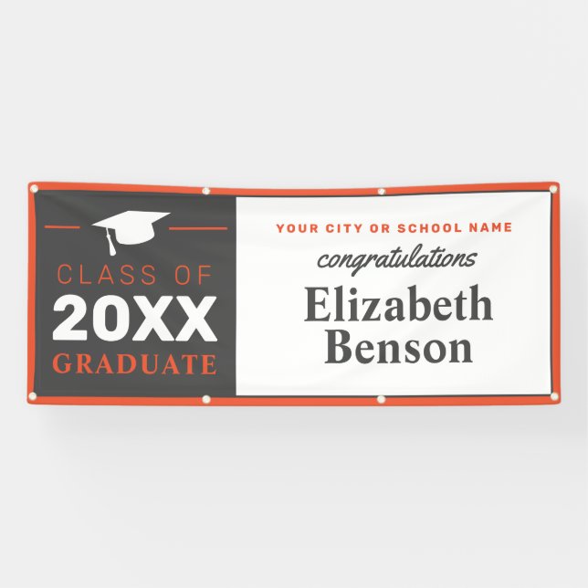 Félicitations Diplômé Personnalisé Bannière Orange (Horizontal)