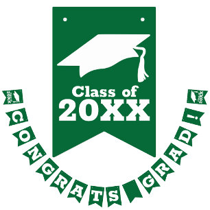 Félicitations Grad Green et White Bunting drapeaux