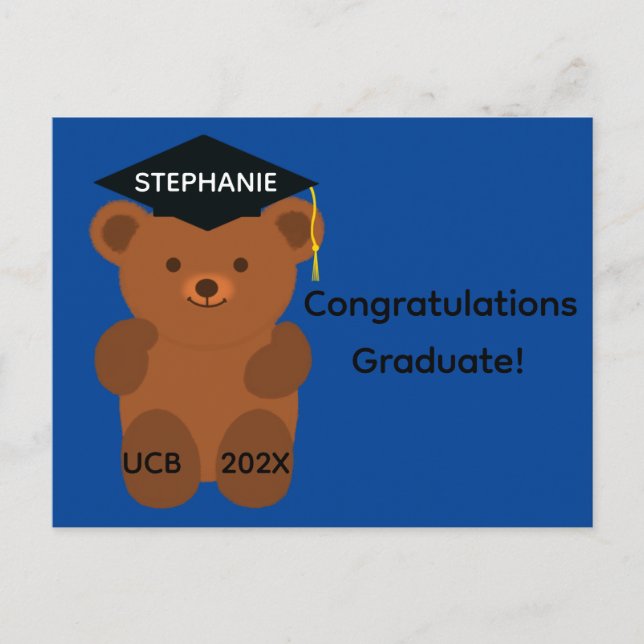 Félicitations Graduation Bear #1 carte postale (Devant)