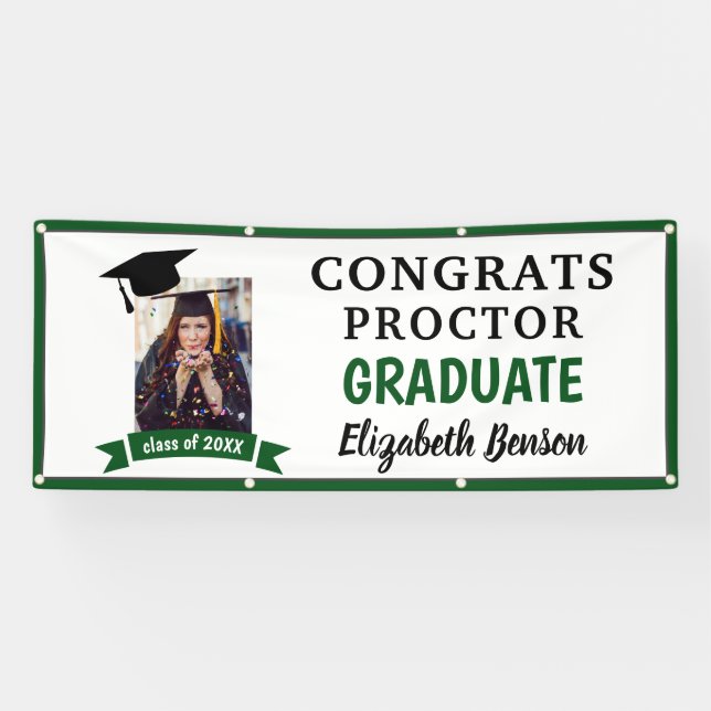 Félicitations Gradué sur mesure bannière Green Gre (Horizontal)