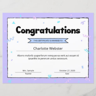 Félicitations Modèle du Prix du Certificat