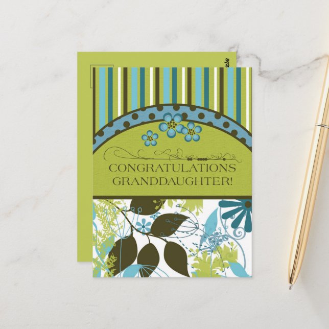 Félicitations Petite-Fille Toute Carte D'Occasion (Devant/Arrière en situation)