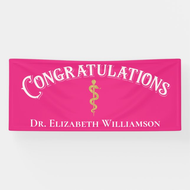 Félicitations Pink Nurse Doctor Bannière Médicale (Horizontal)