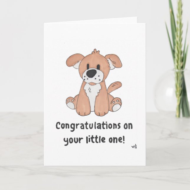 Félicitations pour bébés avec carte de chiot (Devant)