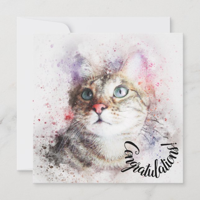 Félicitations pour la carte Nouveau Chat (Devant)