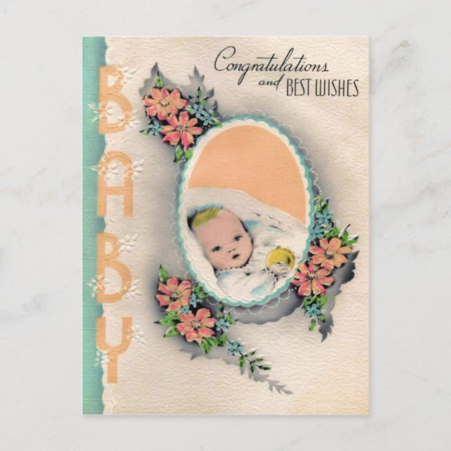 Félicitations Pour La Nouvelle Carte Postale Bébé (Devant)