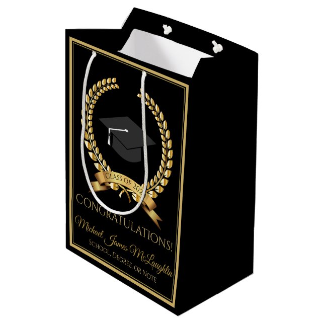 Félicitations Sac cadeau de graduation Gold sur No (Dos Angle)