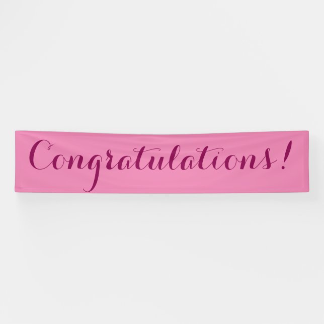 Félicitations simple signe de bannière rose (Horizontal)